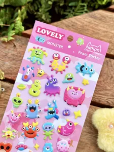 Cute 3D foam monster stickers sheet for phone case water bottle diary cute cartoon decor