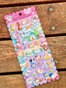 Cute 3D cartoon pet foam stickers featuring lovely cats and dogs for phone and cup decor.