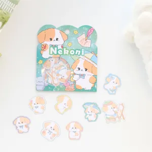 Cute cartoon dog sticker pack with holographic finish, perfect for journaling and DIY crafts.