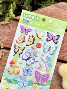 Nekoni colourful butterfly foam stickers for phone case, diary, journal and cup decoration.