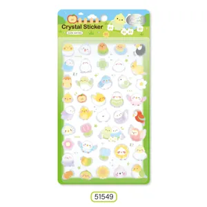 Cute 3D crystal sticker sheet, cartoon bird and plant waterproof decorative puffy stickers for phone.