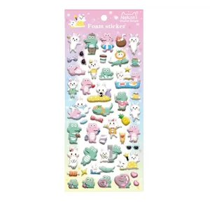Cute Nekoni cartoon animal foam stickers for phone case and water bottle DIY decoration.