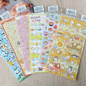 Cute Cartoon Animal Shiba Inu Panda Decorative Bullet Journal Stickers PVC Waterproof Scrapbook Stickers
