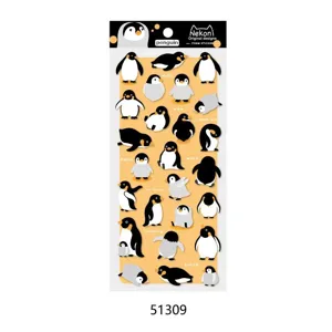 Cute cartoon penguin foam stickers sheet for journaling decor, fun animal DIY crafts.
