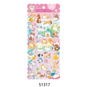 Cute 3D foam cat and dog stickers, perfect for decorating water bottles and phones.