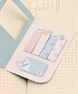 Cute cartoon seal sticky notes set with paper folder, perfect for student stationery and planners.