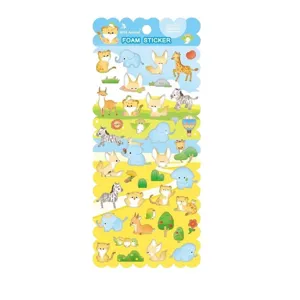 Cute wild animal foam stickers for phone case and water bottle decoration, colorful designs.