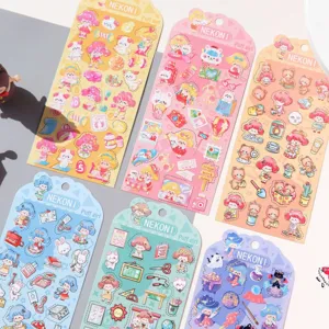 Simpatico Cartone Animato Ragazza Laser Impermeabile PVC Adesivo Set Per Custodia Telefono Diario Scrapbook Decorativo Artigianato Decalcomanie