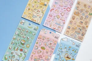 Simpatici adesivi PVC impermeabili animali cartoni animati per diario e scrapbooking.