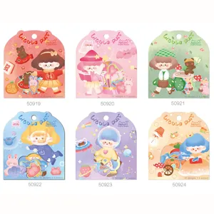 Set di adesivi decorativi con ragazze di cartoni animati, confezione con cartellino, 10 design.