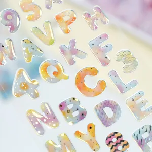 Kristall Epoxidharz Buchstaben Nummer Aufkleber holografische Alphabet Tagebuch Deko