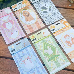 Joli carnet d'autocollants NEKONI 4 feuilles, chat panda lapin chien canard papeterie déco