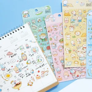 Simpatici adesivi impermeabili in PVC Nekoni e set di calendari decorativi per planner.