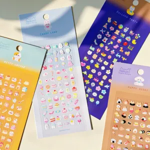 Cute Nekoni mini puffy stickers set for journaling and DIY crafts decoration style.