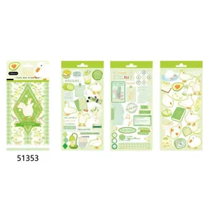 NEKONI livre d'autocollants canard mignon 4 feuilles autocollants déco journal vert