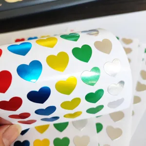 Autocollants en feuille de cœur colorés pour téléphone et journal, finition métallique.