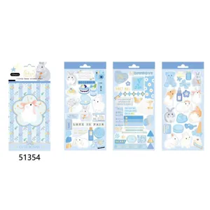 Joli carnet d'autocollants lapin bleu, 4 feuilles d'autocollants esthétiques pour loisirs.