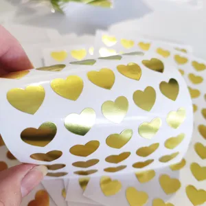 Rouleau autocollants cœur doré brillant film en feuille métallique pour journal intime.