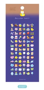 NEKONI mini balloon party decorative sticker sheet detail view featuring cute icons.