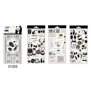 NEKONI livre d'autocollants panda mignon 4 feuilles ensemble pour journal et téléphone