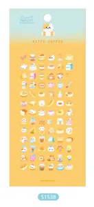 Cute cat and coffee theme decorative stickers set, mini sticker sheet for journaling craft.