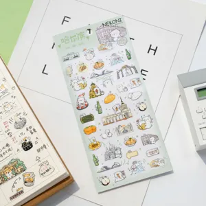 NEKONI Harbin City Bear Theme Waterproof PVC Journaling Stickers for Creative DIY Craft Decor