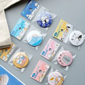 Cute NEKONI cartoon animal metal badge set, lovely cat dog panda pin for clothes bag decor.
