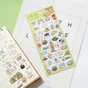 NEKONI cute animal tourism theme waterproof PVC decorative sticker sheet for journaling.
