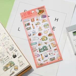 NEKONI cute rabbit travel theme PVC planner stickers waterproof journaling stationery for crafts