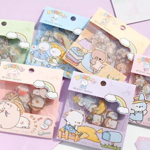 Cartoon Animal Decorative Stickers Hot Stamping Liuli Journal Stickers Cute DIY Craft Scrapbooking Stickers