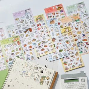 Cute Animal City Travel Theme Waterproof PVC Planner Stickers Corgi Rabbit Cat Decorative Stationery Decals