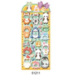 Cute NEKONI 3D foam animal dress-up DIY decorative sticker set, perfect for creative crafts.