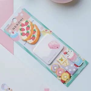 Simpatici foglietti adesivi tema cibo Nekoni bloc-notes cancelleria planner kawaii.