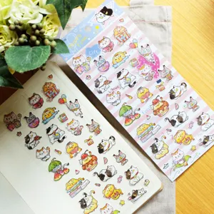 Cute cat sticker detail view showcasing various lovely feline designs for journal and craft.