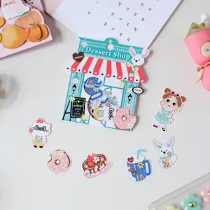 NEKONI dessert shop theme sticker pack detail shot featuring cute girl and sweet dessert designs.
