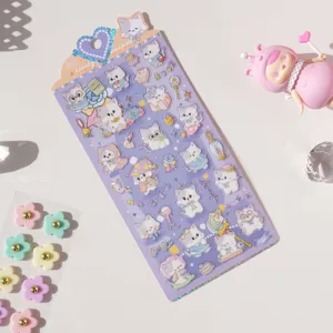 Waterproof PVC sticker sheet featuring cute cat designs for journal decoration and crafts.