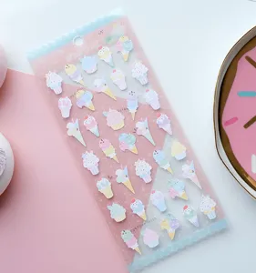 Cute macaron ice cream decorative paper stickers, sweet pink journal diary DIY stationery set.