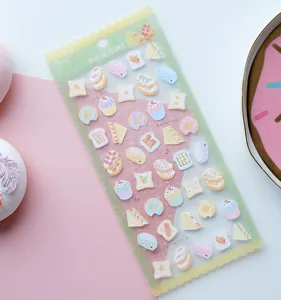 Cute macaron dessert sticker sheet pastel aesthetic decorative journal scrapbooking stickers