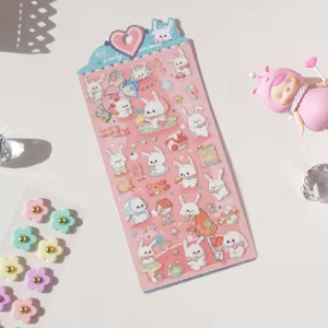 Cute laser waterproof PVC bunny stickers for journaling, phone decoration and DIY crafts.