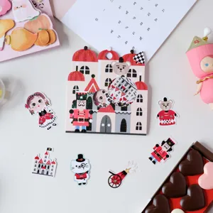 Cute castle girl decorative journal stickers detail shot, perfect for creative stationery lovers.