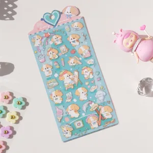 NEKONI holographic puppy painter waterproof PVC sticker sheet for diary phone decoration