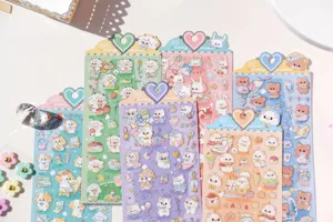 Cute animal laser waterproof puffy stickers set for mobile phone and journal decoration.