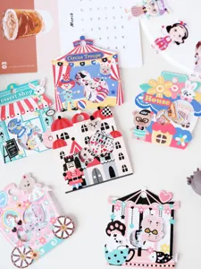 NEKONI cute decorative journaling stickers particle pack, cartoon castle dessert theme for DIY.