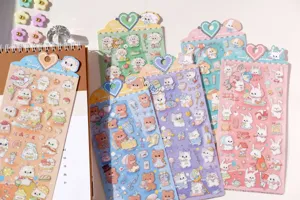 Cute Nekoni laser waterproof PVC cartoon animal stickers for phone journal decoration.
