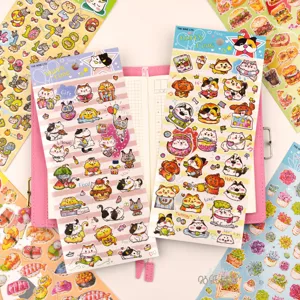 Cute Cartoon Cat Dog Letter Floral Food Paper Stickers Aesthetic Decorative Stationery For Journaling Scrapbooking DIY