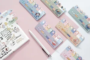 Set di note adesive carine con animali gatti di cartone, blocchi per appunti decorativi per planner.
