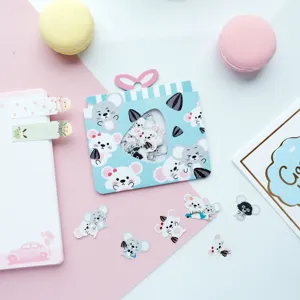 Cute cartoon mouse sticker set with granule pack packaging for journaling and mobile decor.