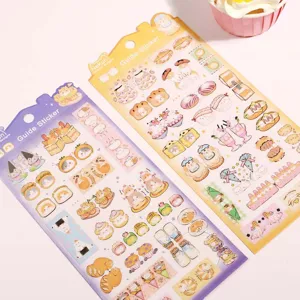 Cute cat baking theme decorative stickers and index notes set, perfect for journaling and crafts.
