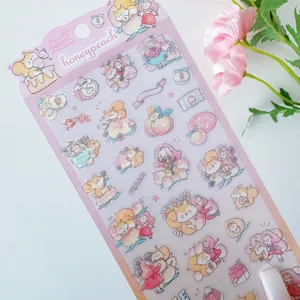 Cute Nekoni peach squirrel PVC decorative sticker for daily journal and water cup DIY craft