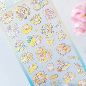 Cute kawaii cat lemon PVC decorative stickers for journal diary water bottle craft supply